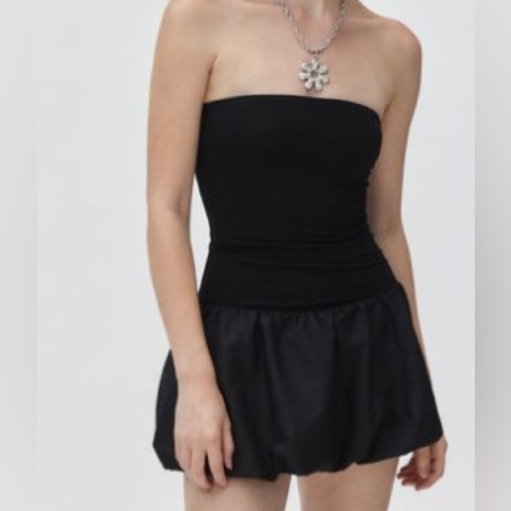 Urban Outfitters Kimchi Blue Strapless Black Tube bubble hem Dress